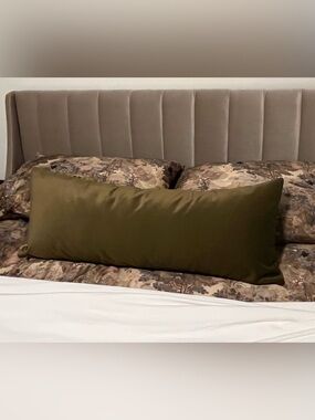 Olive Green Velvet Lumbar Pillow Cover - Home Bedding